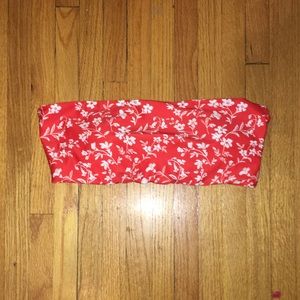 Red floral zaful bikini tube top